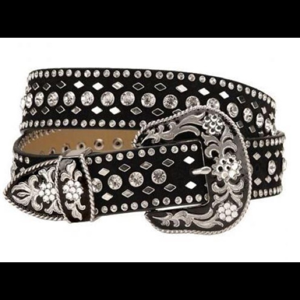 Nocona Belt Co Rhinestone Studded Western Belt